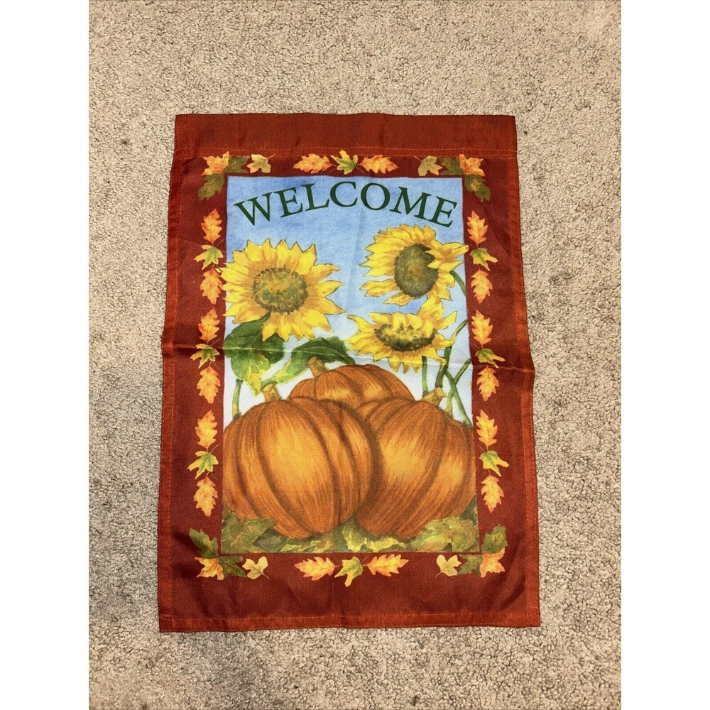 New No Tags Colorful Sunflowers And Pumpkins Fall Small Welcome flag